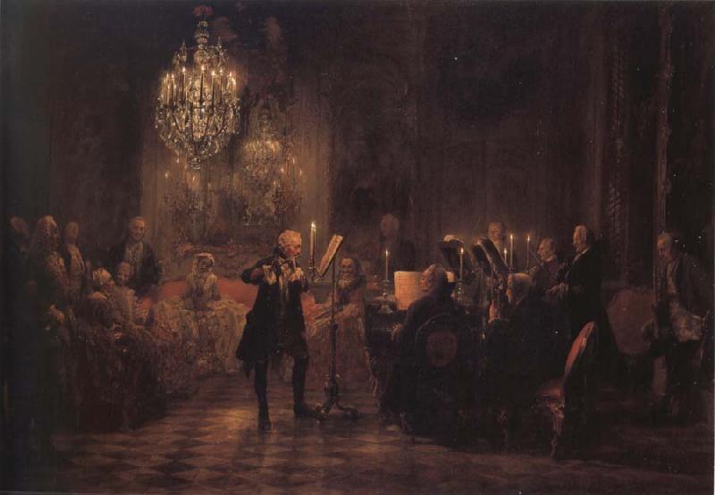 Adolph von Menzel The Flute concert of Frederick the Great at Sanssouci Germany oil painting art